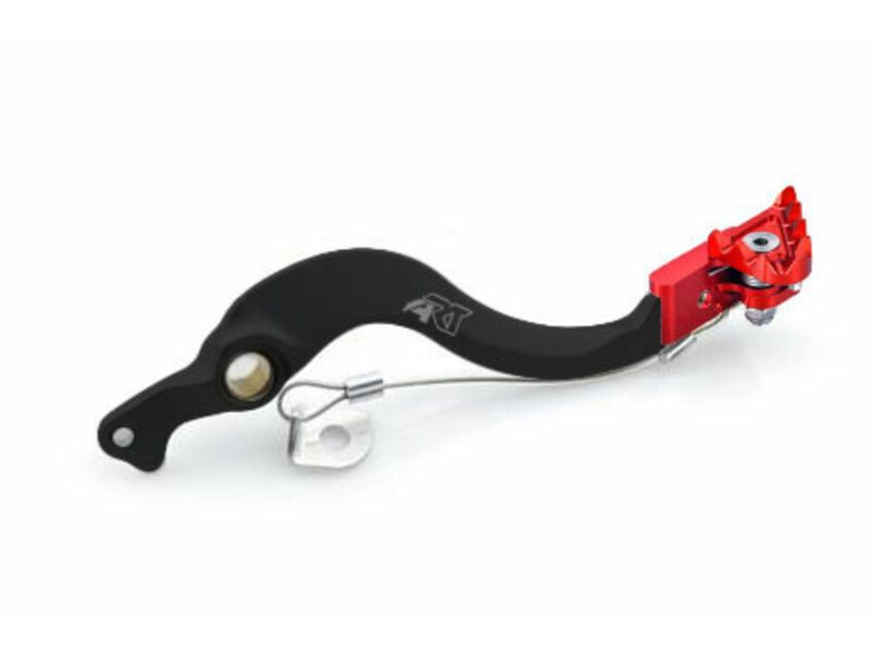 Pédale de frein ART Factory aluminium anodisé noir/embout rouge Honda