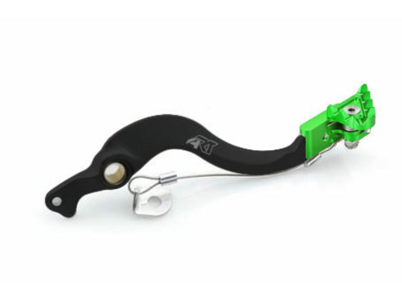 Pédale de frein ART Factory aluminium anodisé noir/embout vert Kawasaki