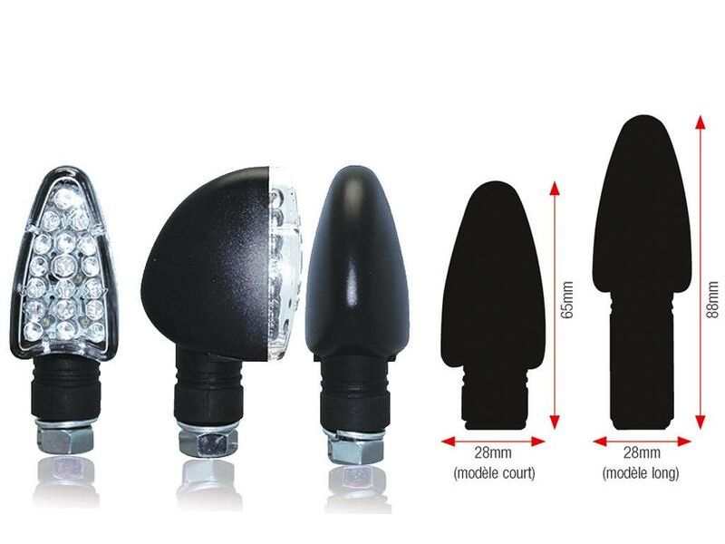 Clignotants BIHR Triangle LED long noir universel