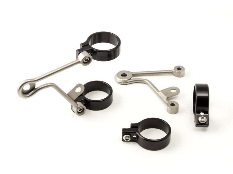 Support de phare LSL Clubman avec support clignotant pour fourche inversée inox universel Ø53/55mm