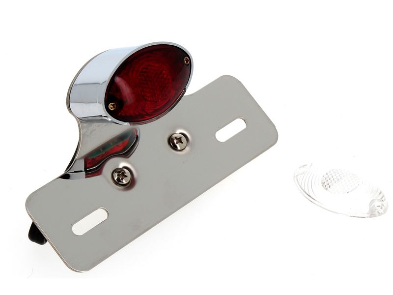 Feu arrière avec support de plaque V PARTS chrome ogive universel