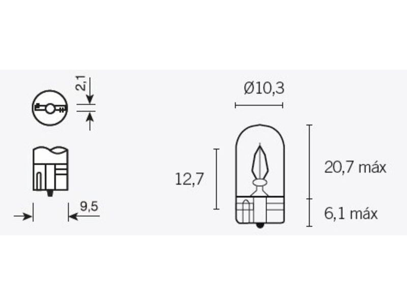 Ampoule TECNIUM T10 12V 3W - x10