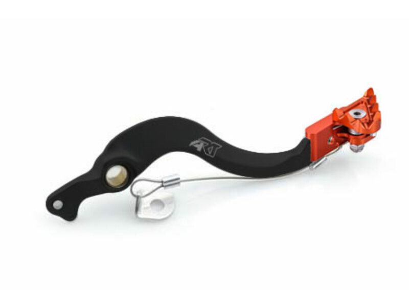 Pédale de frein ART Factory aluminium anodisé noir/embout orange KTM/Husqvarna