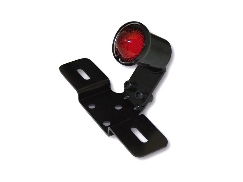 Feu arrière LED SHIN YO Old School TYP3, noir, verre rouge, avec support de plaque d’immatriculation