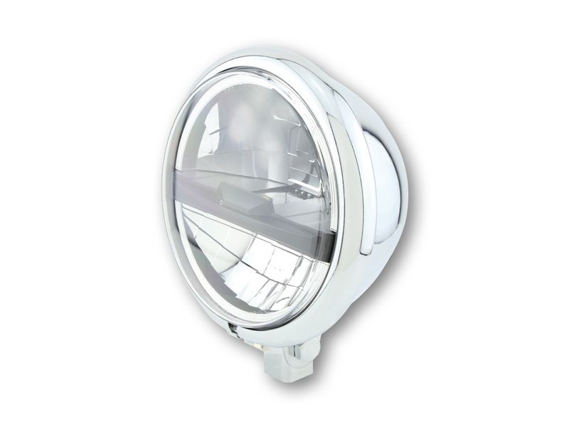 Phare à LED 5 HIGHSIDER 3/4" Bates Style type 5 noir chromé, lunette noire, fixation inférieure.