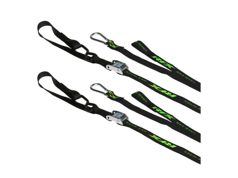 Sangles d'arrimage RFX série 1.0 Race (Noir/Haute visibilité) avec boucle supplémentaire et clip mousqueton