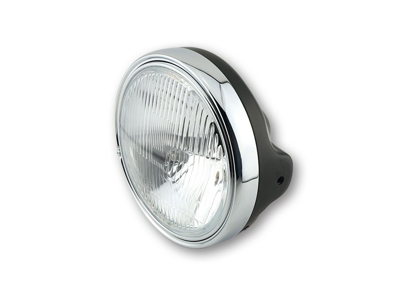 HIGHSIDER smart LTD headlight, 7-inch, H4 insert with embossed glass, glossy black