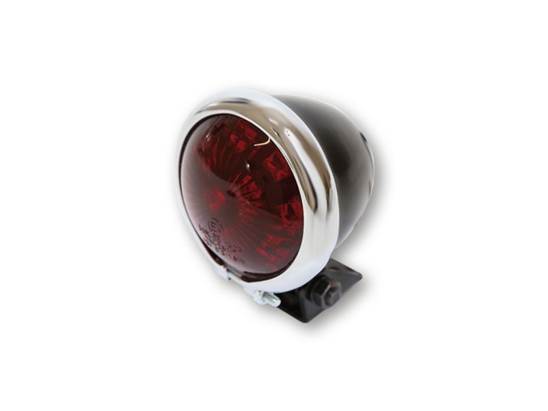 HIGHSIDER smart LED taillight BATES STYLE, black housing with chrome frame, red glass