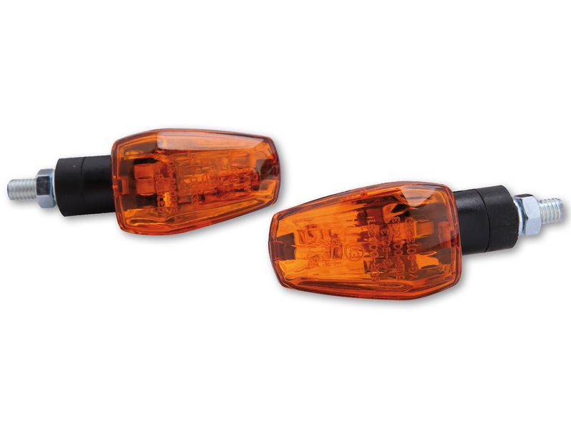 HIGHSIDER smart IMOLA 1 Mini Indicator, Black, Yellow Lens, E-Approved, Short Arm, (Pair)