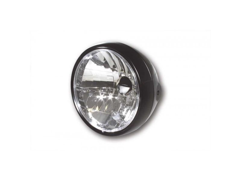Optique de phare avant noir satin optique lisse, rétro, vintage