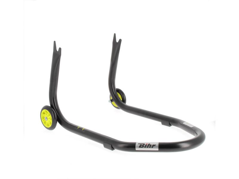 Béquille arrière BIHR Home Track fixe supports en "V" noir mat roues jaune