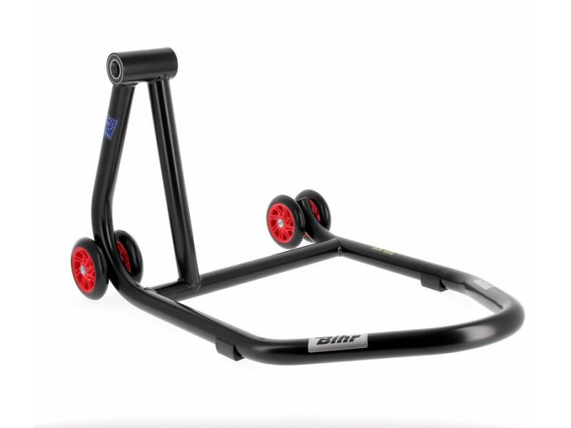 Béquille monobras gauche BIHR Home Track noir mat roues rouge