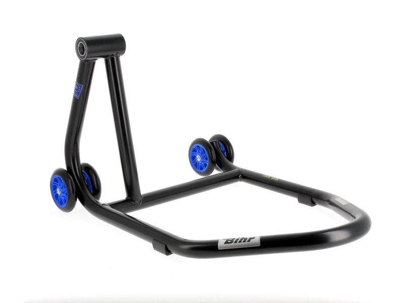 Béquille monobras gauche BIHR Home Track noir mat roues bleu