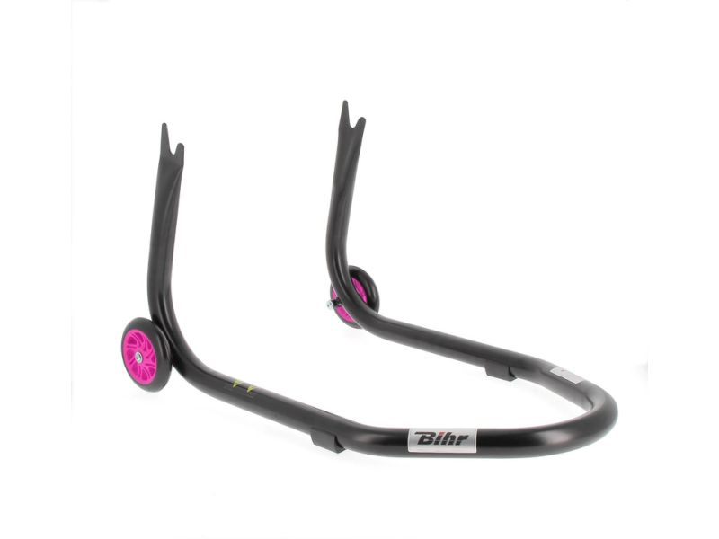Béquille arrière BIHR Home Track fixe supports en "V" noir mat roues rose