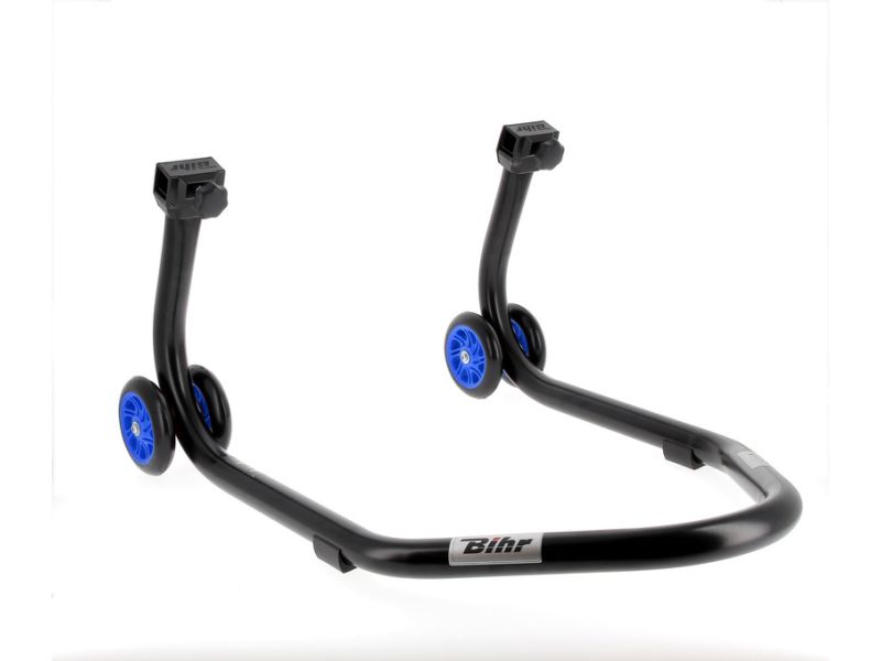 Béquille arrière BIHR Home Track supports en "V" noir mat roues bleu
