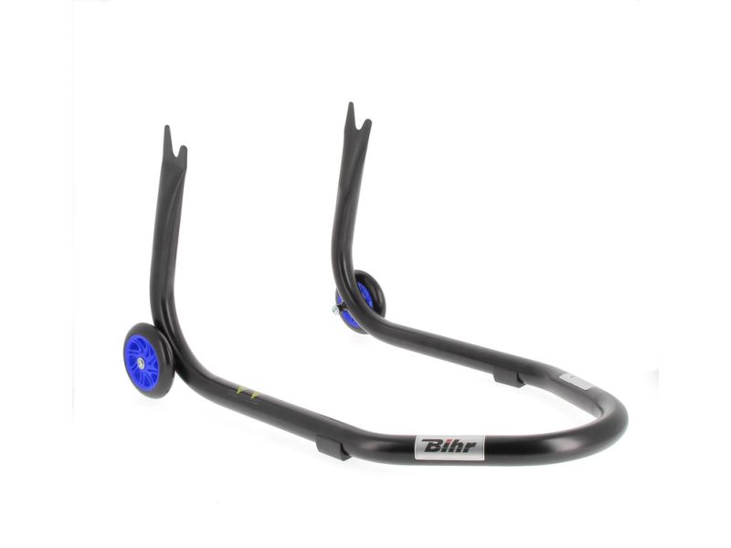 Béquille arrière BIHR Home Track fixe supports en "V" noir mat roues bleu