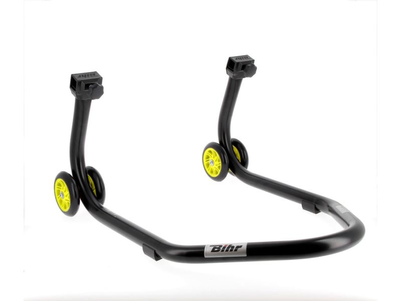 Béquille arrière BIHR Home Track supports en "V" noir mat roues jaune