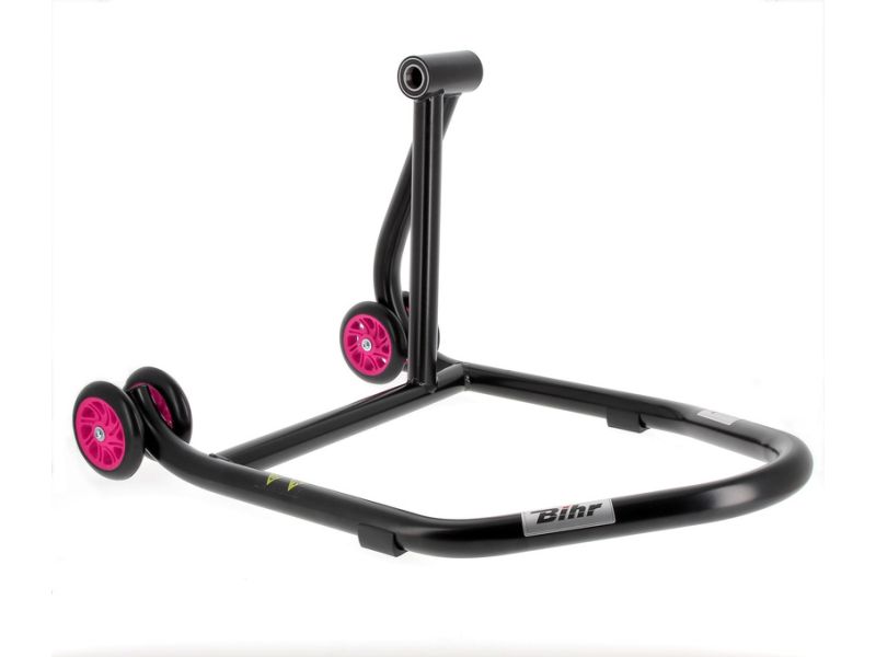 Béquille monobras droite BIHR Home Track noir mat roues rose