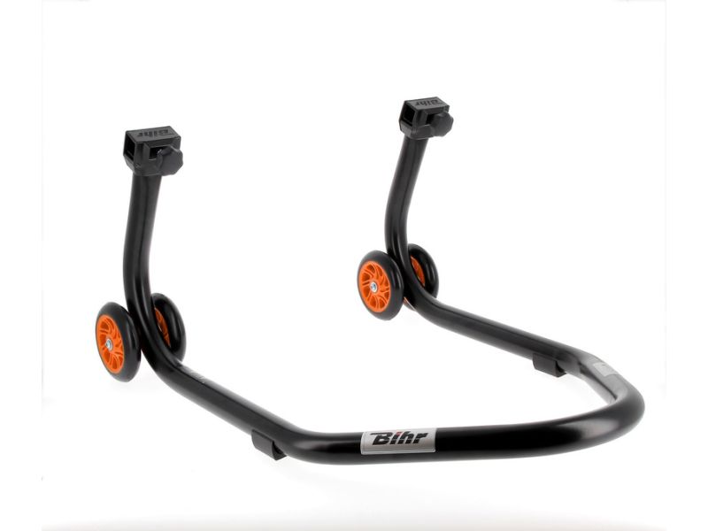 Béquille arrière BIHR Home Track supports en "L" noir mat roues orange