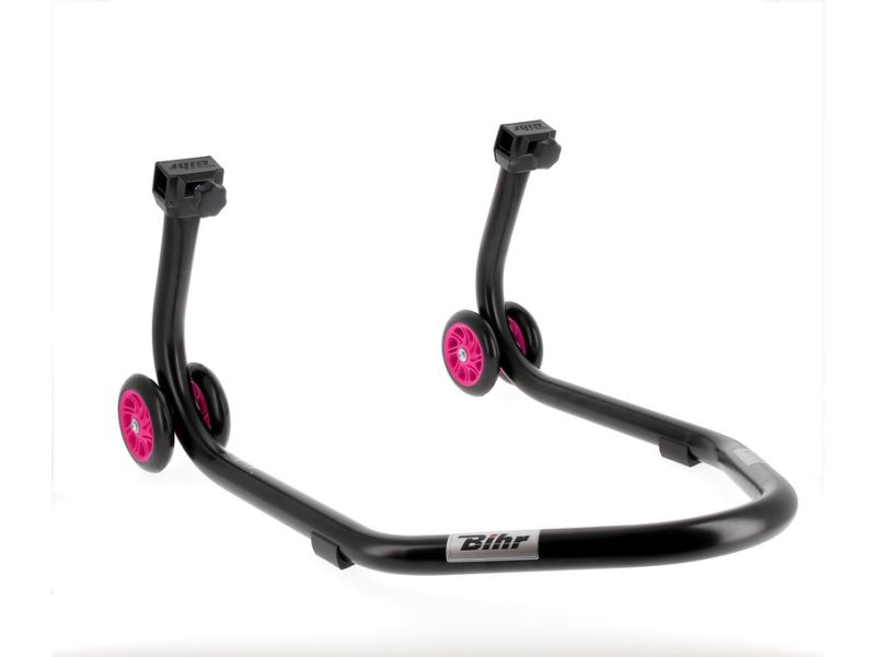 Béquille arrière BIHR Home Track supports en "V" noir mat roues rose