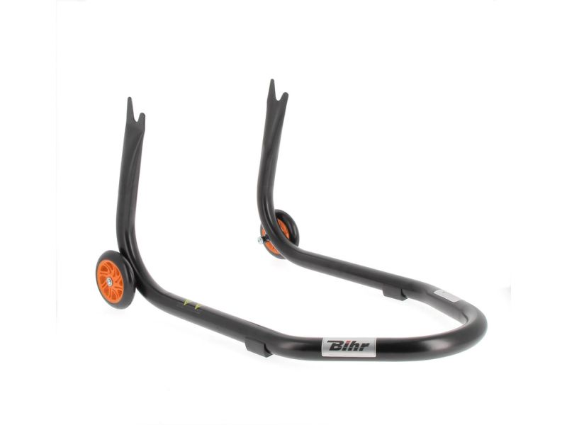 Béquille arrière BIHR Home Track fixe supports en "V" noir mat roues orange