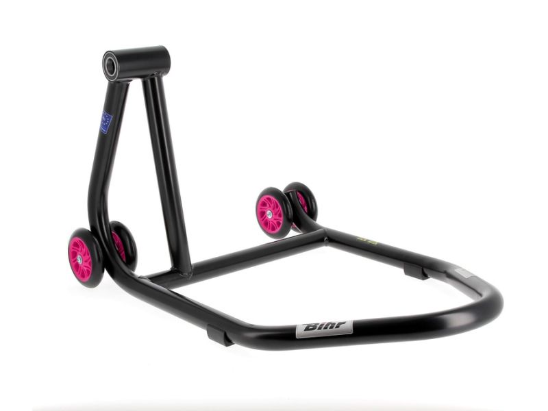Béquille monobras gauche BIHR Home Track noir mat roues rose