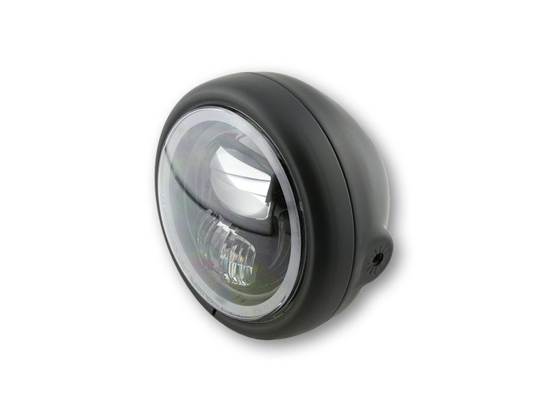 HIGHSIDER pro 5 3/4 inch LED headlight PECOS TYPE 7, matt black, with parking light ring, side mount