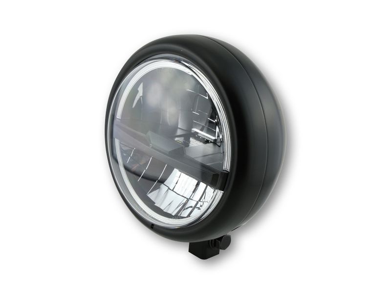 HIGHSIDER pro 5 3/4 inch LED headlight PECOS TYPE 5, matt black, black lens, bottom mount
