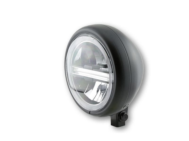 HIGHSIDER pro 5 3/4 inch LED headlight PECOS TYPE 6, matt black, with TFL, bottom mount