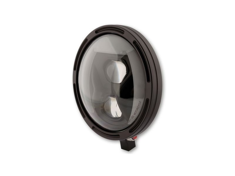 HIGHSIDER pro 7 inch LED headlight FRAME-R1 TYPE 8, black, smoked reflector, bottom mount
