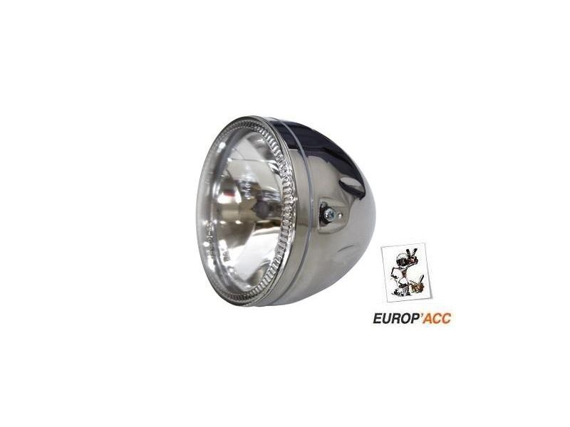 Phare avant rond chromé avec leds Diam 147 mm
