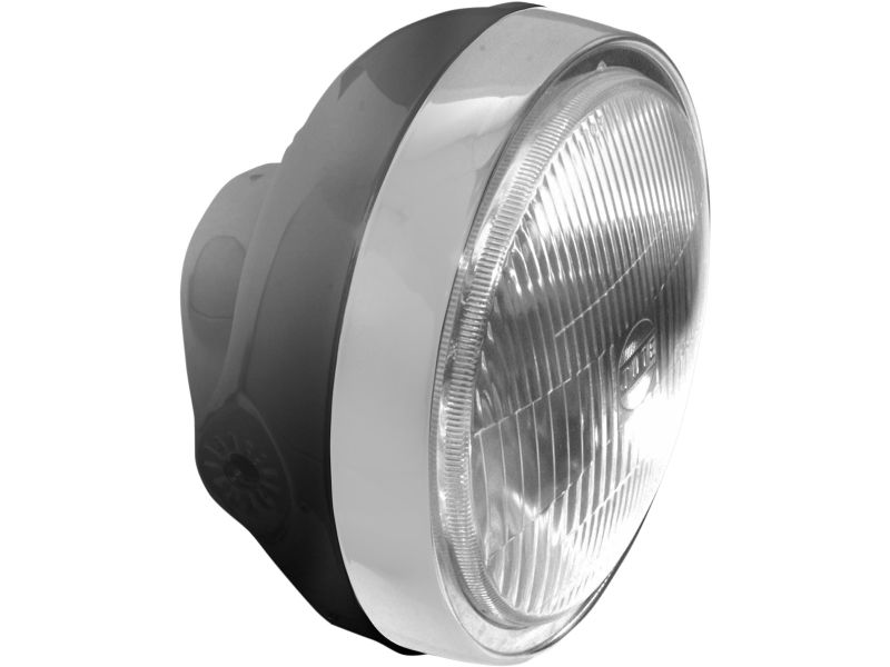 Phare avant rond noir chrome