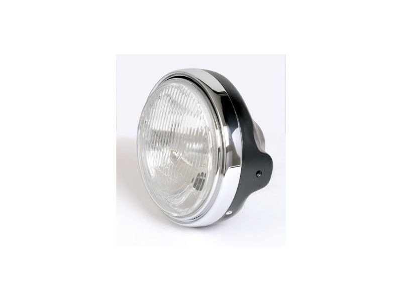 Phare avant rond chrome et noir adaptable neuf