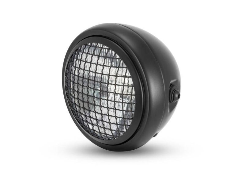 Phare noir mat avec grille pour Scrambler Diam 165 mm