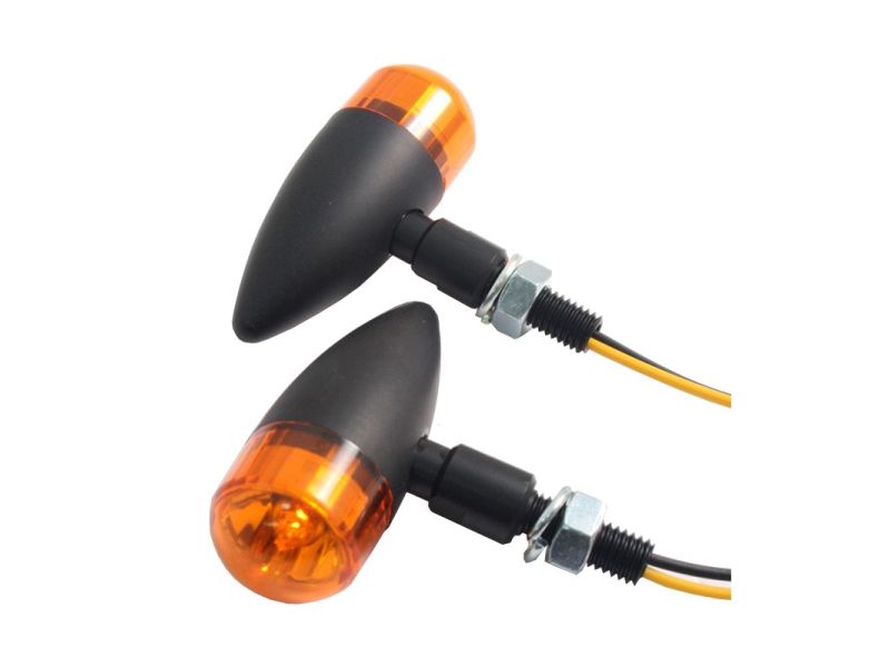 Paire de clignotants Racer noir à ampoule halogène adaptables neufs