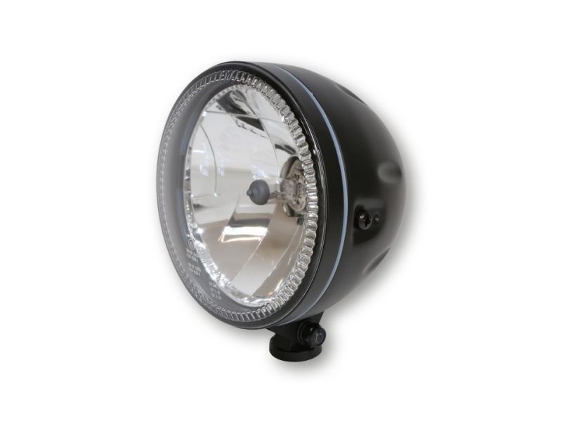 Phare rond noir satin avec veilleuse circulaire à leds Diam 147 mm