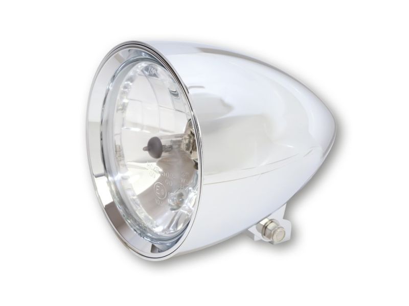 Phare moto custom chromé, Diam 5 ¾ pouces