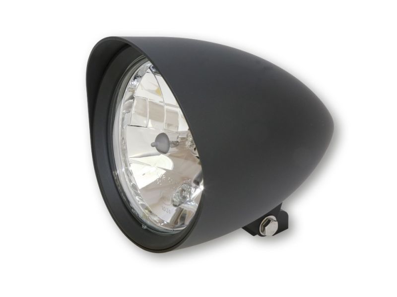 Phare moto custom noir, Diam 5 ¾ pouces