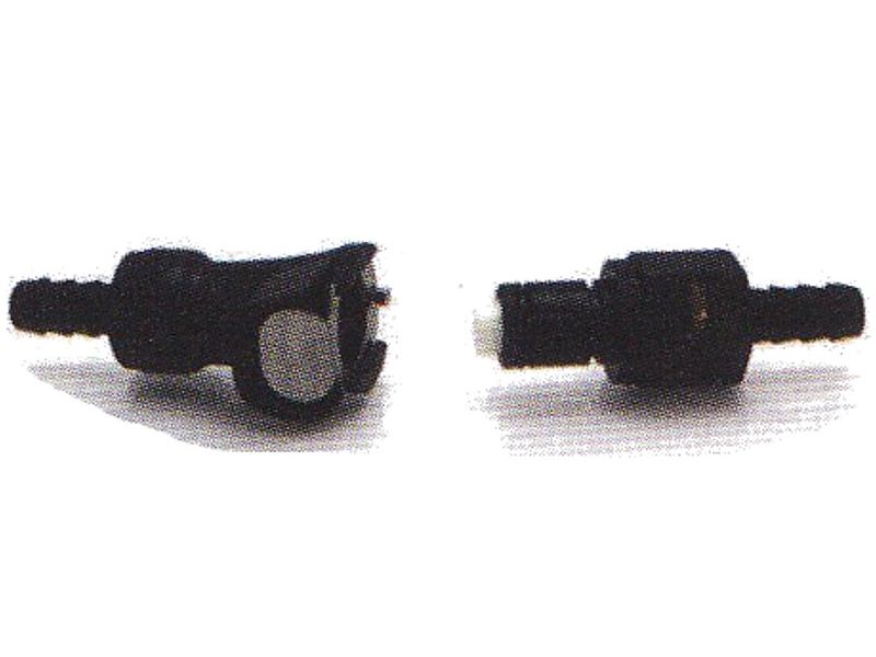 Raccords rapides 6mm double blocage noir (pour réservoirs à gravité)