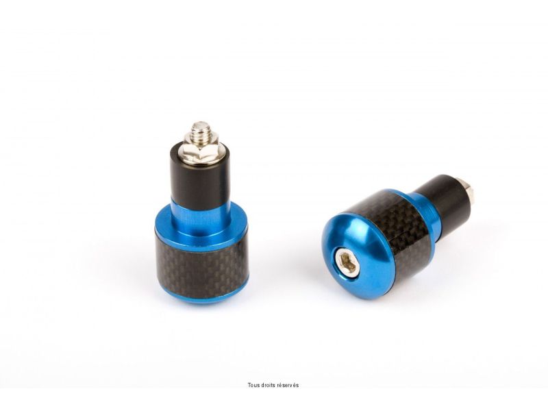 Embouts Guidon Ronds Ø17 Noir/Carbone Bleu  0