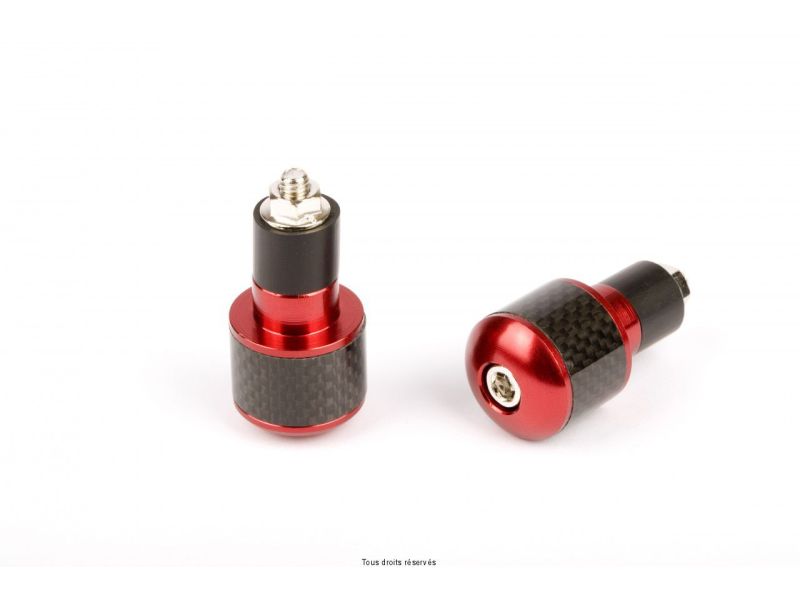 Embouts Guidon Ronds Ø17 Noir/Carbon Rouge  0