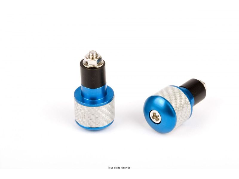 Embouts Guidon Ronds Ø17 Blanc/Carbon Bleu  0