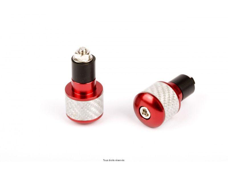 Embouts Guidon Ronds Ø17 Blanc/Carbon Rouge  0