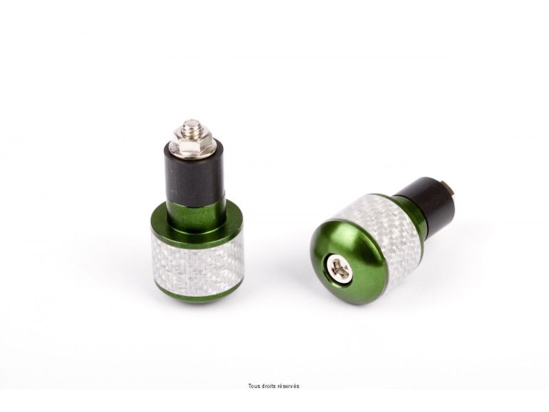 Embouts Guidon Ronds Ø17 Blanc/Carbon Vert  0