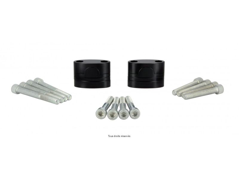Kit Rehausse De Guidon Ø22mm Alu Anodisé Noir Guidon Avec Barre Ht15à35mm 0