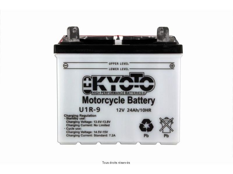 U1r-9 - Avec Acide L 196mm  W 130mm  H 184mm 12v 24ah Acide 1.80l1