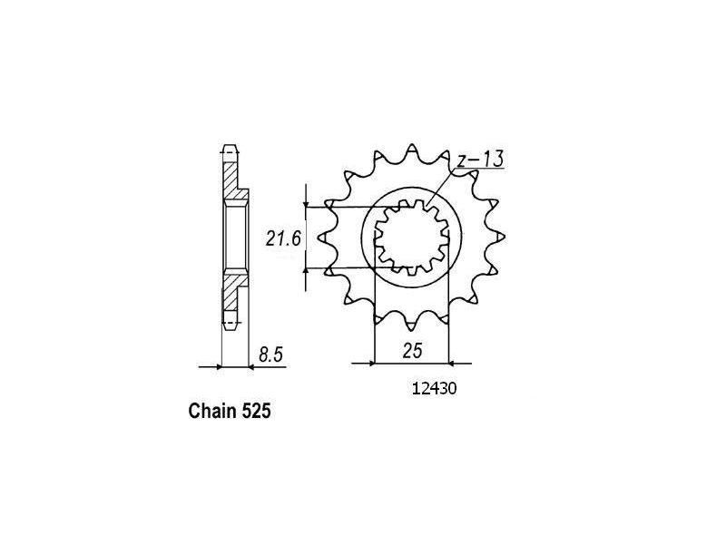 Pignon Kawasaki - 525 - 16 Dents - Similaire JTF1537 - Made in Germany0