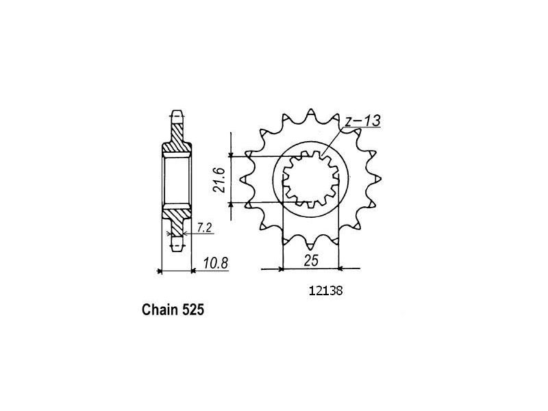 Pignon Yamaha - 525 - 16 Dents - Similaire JTF1586 - Made in Germany0