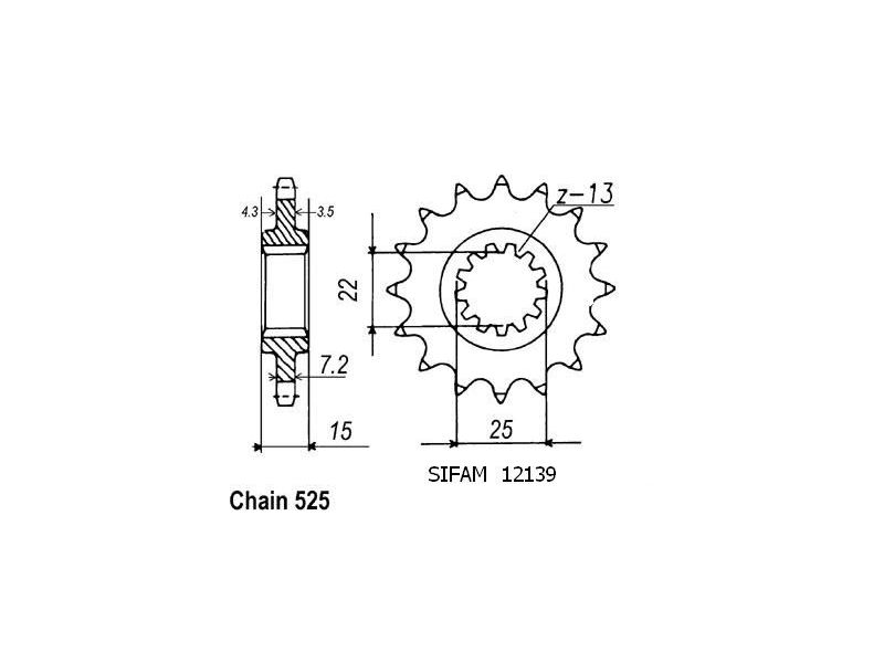 Pignon Kawasaki - 525 - 15 Dents - Similaire JTF1515 - Made in Germany0