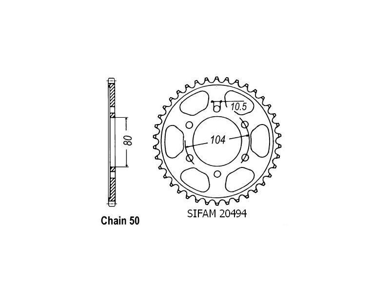 Couronne Acier Kawasaki - 530 - 46 Dents - Similaire JTR488 - Made in Germany0